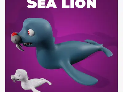 Sea lion Low-poly 3D model