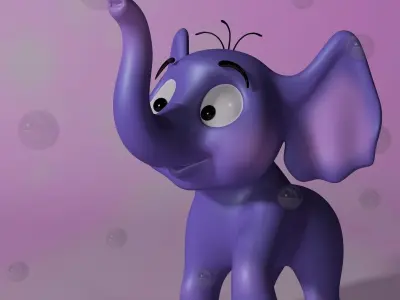 Cartoon baby elephant RIGGED Low-poly 3D model
