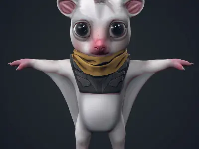 Sugar glider characters rigged Low-poly 3D model