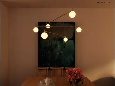 PRODUCT 6 modern dining room with pendant light Free 3D model