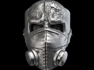 Skull ring jewelry with mask vol2  3D print model