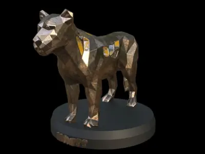 Steampunk Lioness Low-poly 3D model