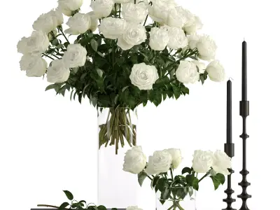 White roses 3D model