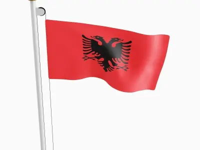 Flag of the Albania Low-poly 3D model