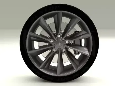 Tesla Model S Wheel Low-poly 3D model