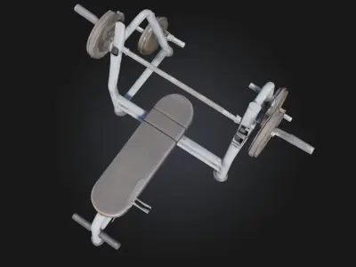 Weightlifting Bench Station  Classic Gym Strength Setup 3D model