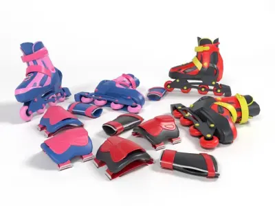 Roller Skate lowpoly Low-poly 3D model