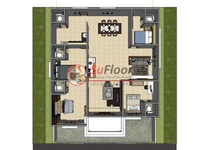 House 12x15m code 466- Sketchup 3D model 3D model 3D model