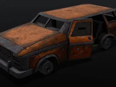 Old Rusted Car 3D Model Low-poly 3D model