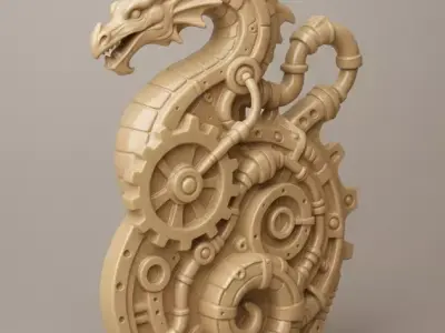 Industrial Dragon Sculpture 3D print model