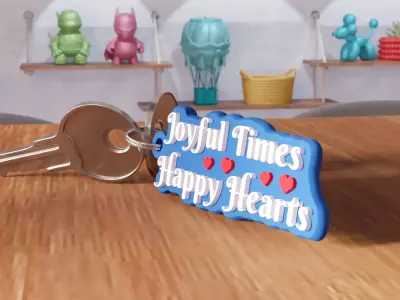 Joyful Times Happy Hearts Keychain - 463 3D print model