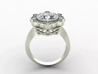 Ring with Diamonds and Curvy Design 3D print model