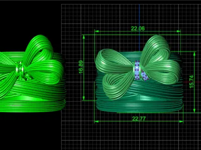 luxury bow elegant earrings and ring collection 3D Model Pack