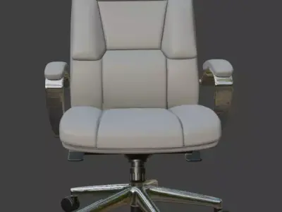 White Leather Executive Office Chair High Detail 3D Model 3D model