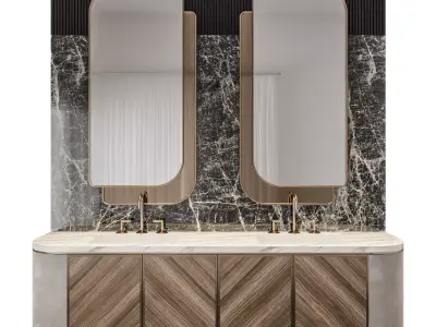 Luxury Marble Wood Bathroom 3D model