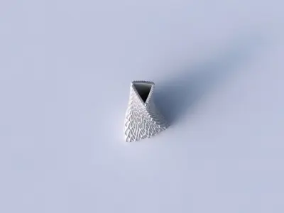 Vase twist grounded tilted triangle with wavy grid piramides 3D print model