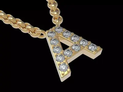  Initial Letter A Pendant Necklace 3D print model