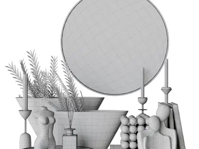 Decorative set with bas-relief Low-poly 3D model