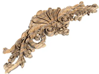 Cartouche-020 ornately carved wooden crown molding 3D model