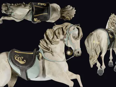 Carousel Horse Sculpture model beige 3D model