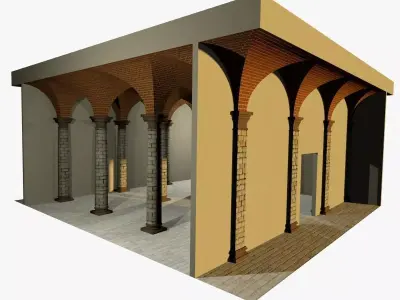 Vaulting 1-1   Romanic  500m spaced  simple Low-poly 3D model