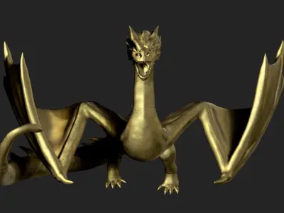 Dragon golden Low-poly 3D model