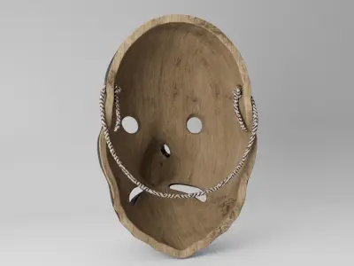 Japanese Korobase mask Low-poly 3D model