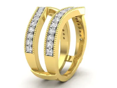 AV 567 Round Diamond Ladies Anniversary Wedding Band Guard 3D print model