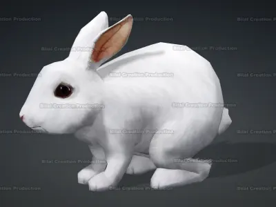 WHITE RABBIT ANIMATED Low-poly 3D model