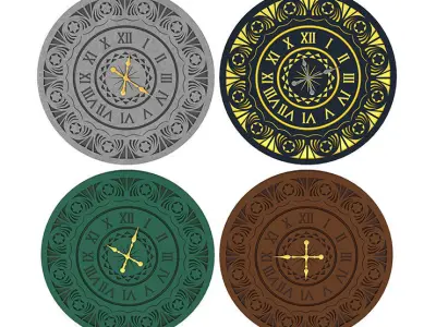 set of clocks 3D model