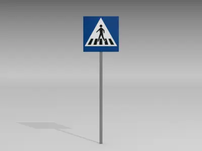 Pedestrian crossing sign 3D model