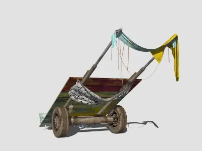 Donkey Cart Low-poly 3D model