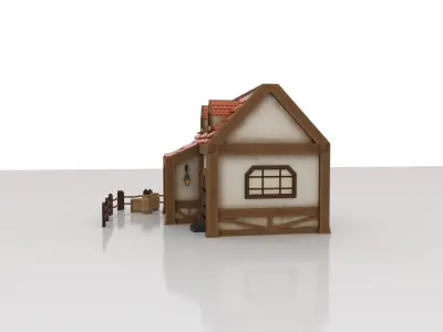 Little village house Low-poly 3D model