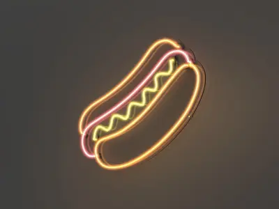 Hot Dog - Neon Sign 3D model