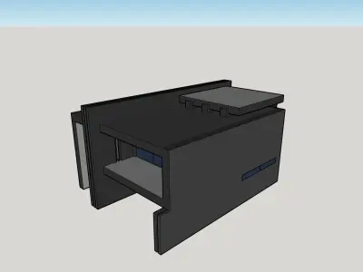 Architectural 3D model building with roof 3D model