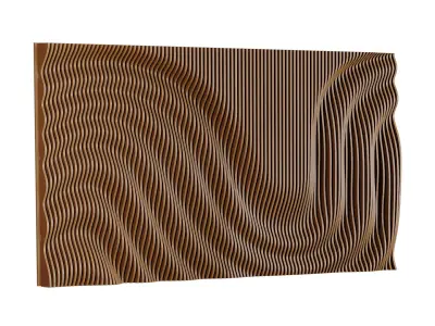 Parametric Wavy Wooden Wall Decor 06 - wood cutting machines  3D model