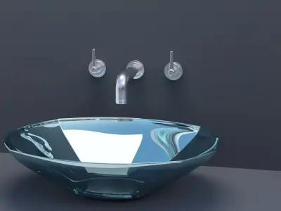 Sink Collection glass on wall 3D model