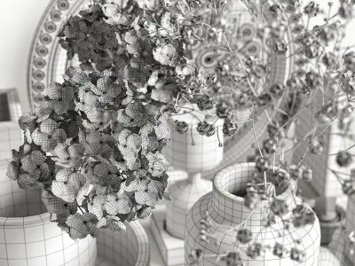 Decorative set in white colors 3D model