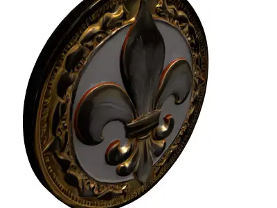Ornate Golden Fleurdelis Emblem Low-poly 3D model
