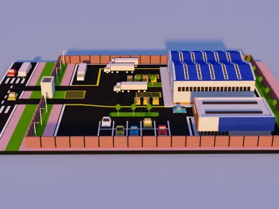 Low Poly factory- Low Poly Assets Low-poly 3D model Low-poly 3D model