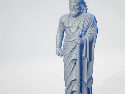 King Shantanu - Ancient Rock Statue Low-poly 3D model