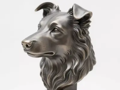 Dog head sculpture 3D print model