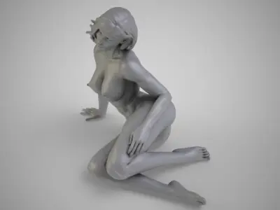 Young Woman Sitting on Ground 3D print model