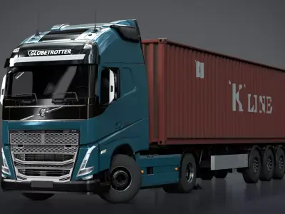Volvo FH16 2020 Container Trailer Low-poly 3D model