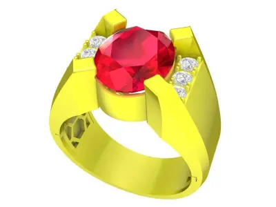 A7532 Korean Style Diamond Men Ring 3D Model 3D print model