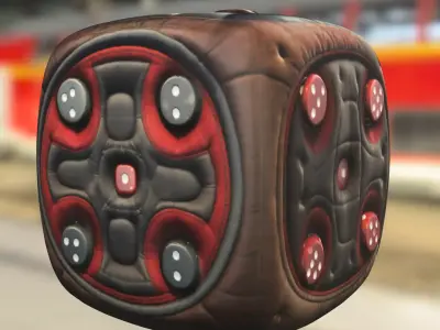Leather and Metal Dice Low-poly 3D model