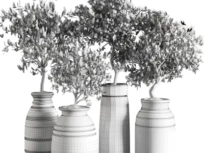 collection outdoor plant 19 -wood old vase Low-poly 3D model