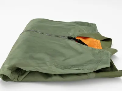 Green bomber jacket casual generic folded urban military  3D model
