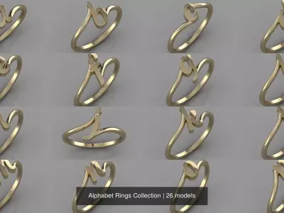 Alphabet Rings Collection 3D Model Pack