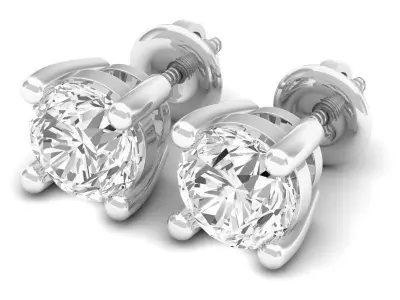 Single diamond earrings for woman 3D print model